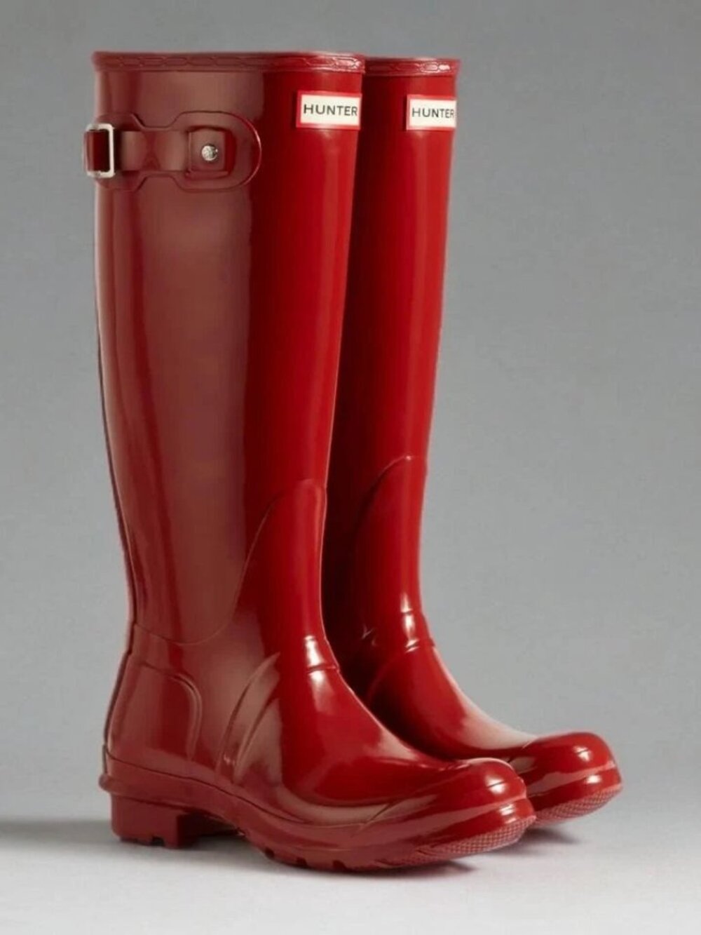 Hunter Women's Original Tall Gloss Rain Boots, Size US 9 / UK 7 - Military Red